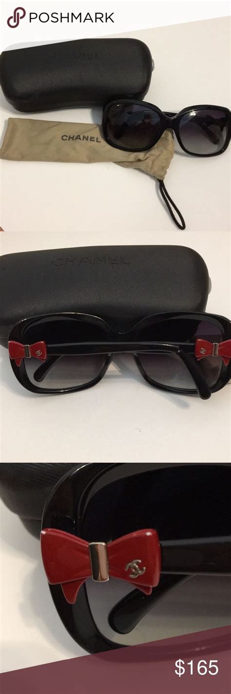 chanel red bow sunglasses